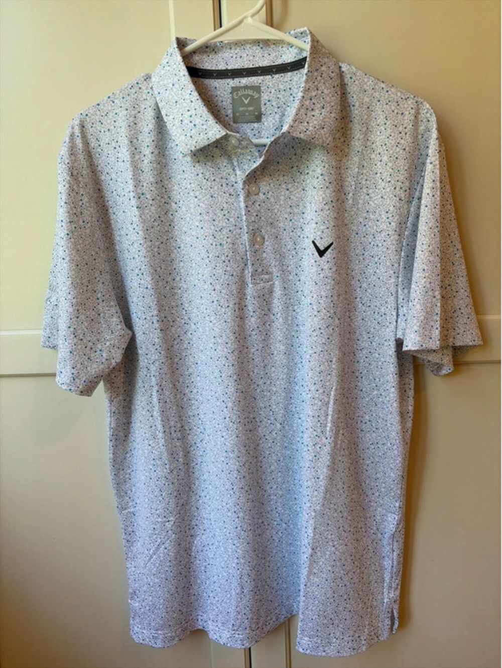 Callaway NWOT Men’s Golf Polo Shirt Size Medium Blue White Performance Stretch
